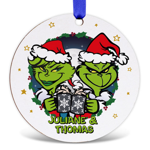 Christbaumschmuck aus Holz - Grinch - Weihnachtsanhänger mit Namen