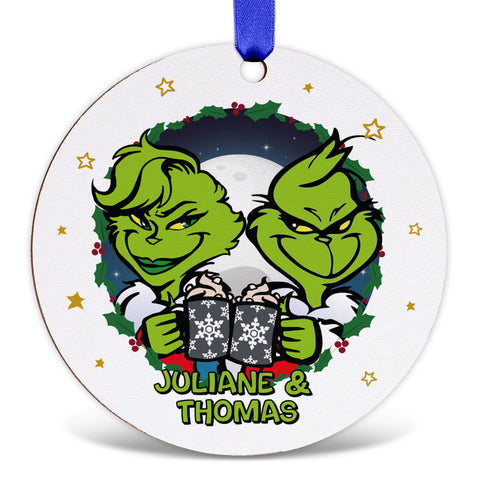 Christbaumschmuck aus Holz - Grinch - Weihnachtsanhänger mit Namen