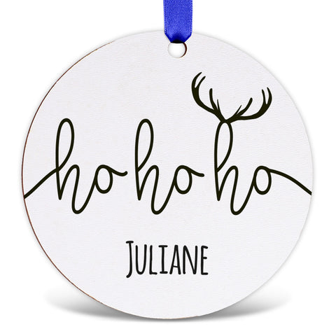 Christbaumschmuck aus Holz - Hohoho - Weihnachtsanhänger mit Namen