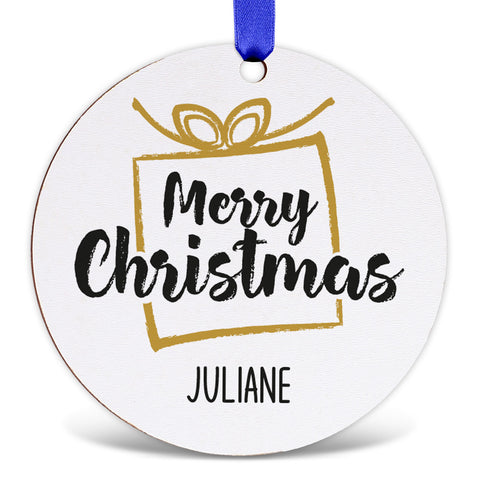 Christbaumschmuck aus Holz - Merry Christmas - Weihnachtsanhänger mit Namen