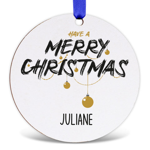 Christbaumschmuck aus Holz - Merry Christmas - Weihnachtsanhänger mit Namen