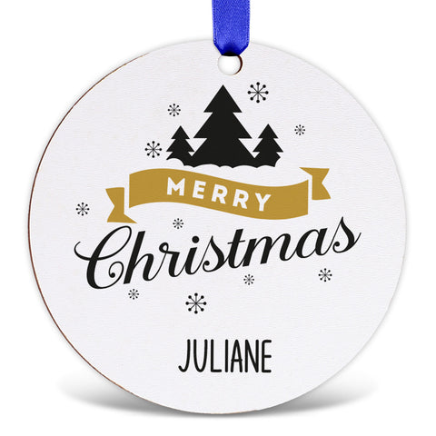 Christbaumschmuck aus Holz - Merry Christmas - Weihnachtsanhänger mit Namen