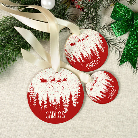 Christbaumschmuck aus Holz - Weihnachtswald - Weihnachtsanhänger mit Namen