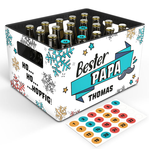 DIY Bierkasten Banderole mit 24 Deckelaufklebern - Bester Papa
