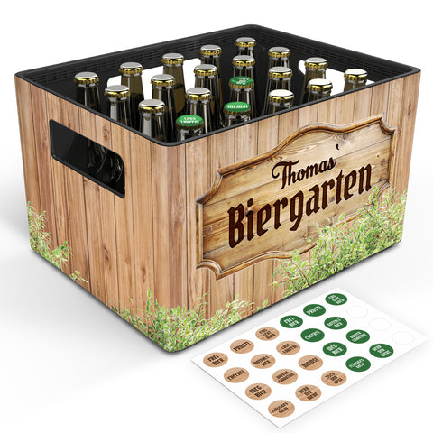 DIY Bierkasten Banderole mit 24 Deckelaufklebern - Biergarten Motiv