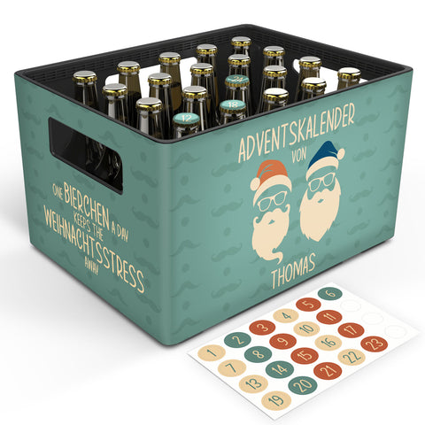 DIY Bierkasten Banderole mit 24 Deckelaufklebern - Cool Santa