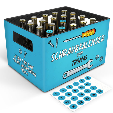 DIY Bierkasten Banderole mit 24 Deckelaufklebern - Schraubkalender