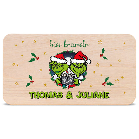 Frühstücksbrettchen zu Weihnachten - Grinch - personalisiert mit Name