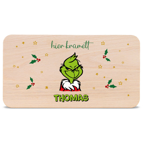 Frühstücksbrettchen zu Weihnachten - Grinch - personalisiert mit Name