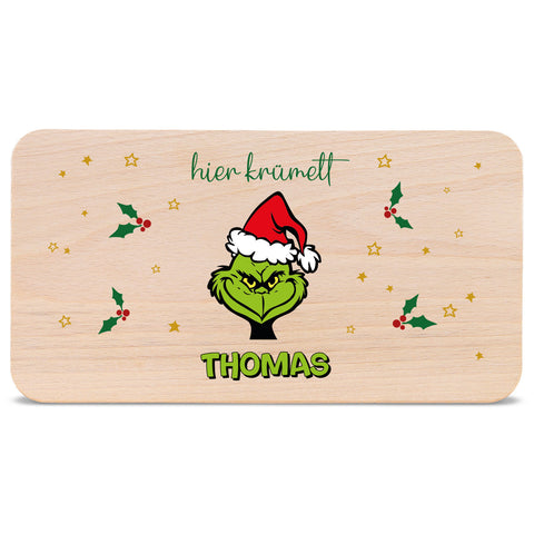 Frühstücksbrettchen zu Weihnachten - Grinch - personalisiert mit Name