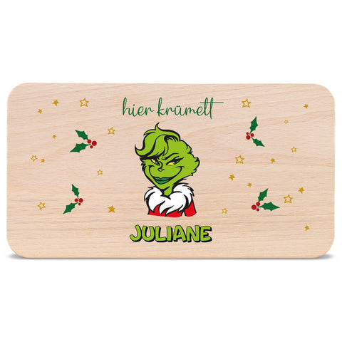 Frühstücksbrettchen zu Weihnachten - Grinch - personalisiert mit Name