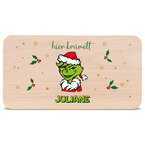Frühstücksbrettchen zu Weihnachten - Grinch - personalisiert mit Name