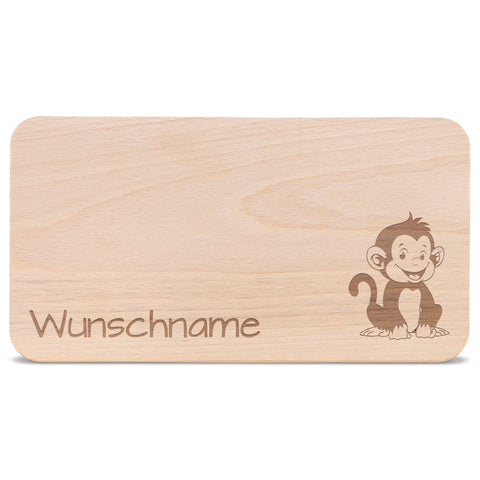 Frühstücksbrettchen für Kinder im " Affen" Design mit Wunschname