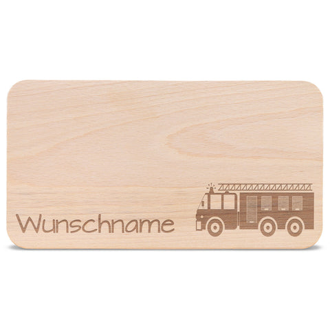 Frühstücksbrettchen für Kinder im " Feuerwehr" Design mit Wunschname