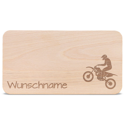 Frühstücksbrettchen für Kinder im " Motorrad" Design mit Wunschname