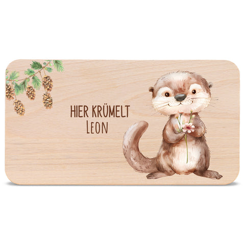 Bedrucktes Frühstücksbrettchen "Hier Krümelt" mit Tiermotiv & Namen