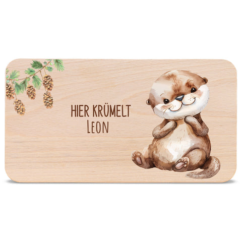 Bedrucktes Frühstücksbrettchen "Hier Krümelt" mit Tiermotiv & Namen
