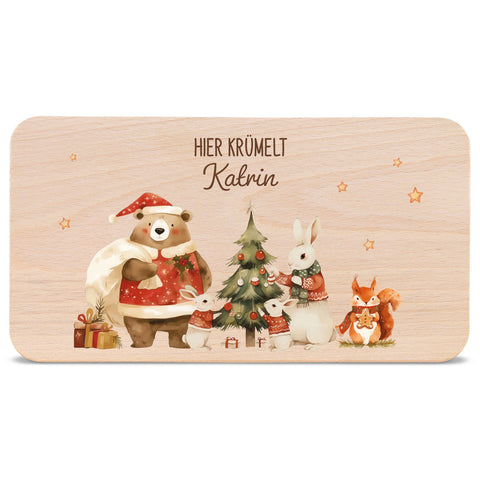 Frühstücksbrettchen zu Weihnachten - Pullovertiere - personalisiert mit Name