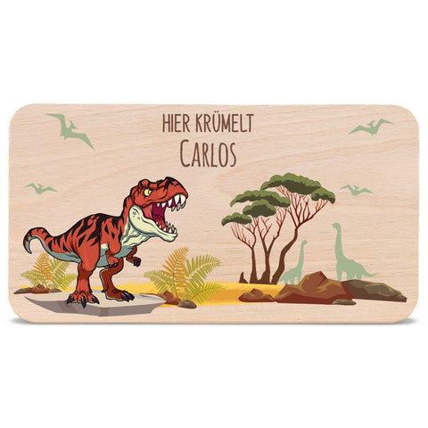 Frühstücksbrettchen mit Druckmotiv & Name - T-Rex Design
