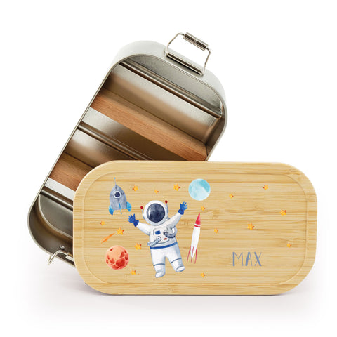 Brotdose mit Deckel für Kinder mit UV-Druck im "Astronaut" Design