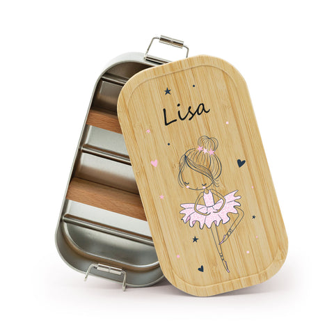 Brotdose mit Deckel für Kinder mit UV-Druck im "Ballerina" Design