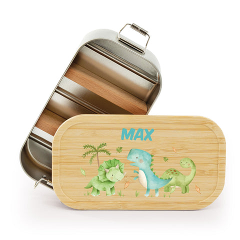 Brotdose mit Deckel für Kinder mit UV-Druck im "Dinos" Design