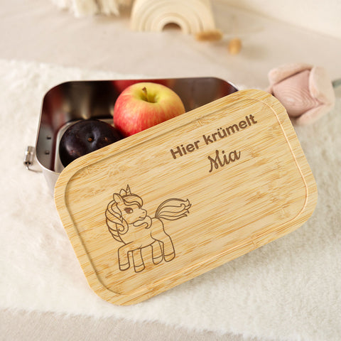 Brotdose mit graviertem Deckel für Kinder im "Fee" Design