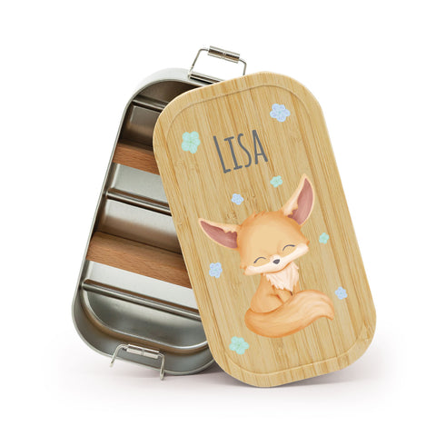 Brotdose mit Deckel für Kinder mit UV-Druck im "Fuchs" Design