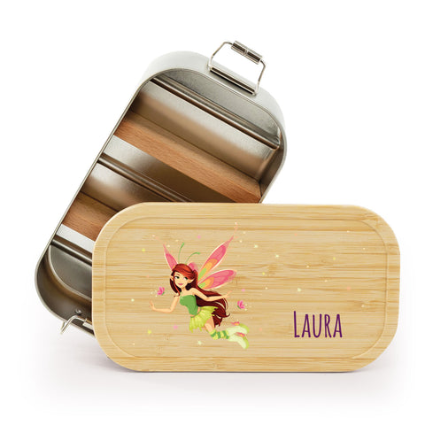Brotdose mit Deckel für Kinder mit UV-Druck im "Zauberfee" Design