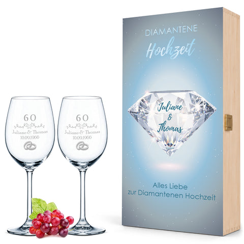 Leonardo Weingläser im "Diamantene Hochzeit - 60 Jahre" Design als Set