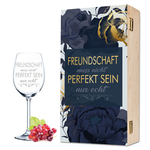 Leonardo Weinglas mit Gravur "Freundschaft muss nicht perfekt sein"