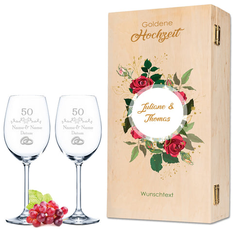 Stölzle Lausitz Weingläser mit Gravur "zur Goldenen Hochzeit" als Set