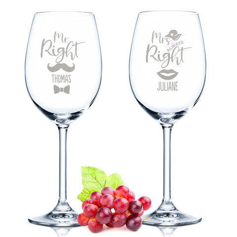 Leonardo Weingläser Mr Right & Mrs Always Right mit Gravur im Set