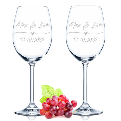 Leonardo Gläser mit Gravur im "Wedding Love" Design als Set