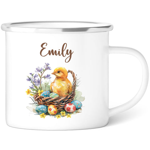 Emaille Tasse für Kinder - Frohe Ostern - Versch. Motive - Personalisiert mit Namen
