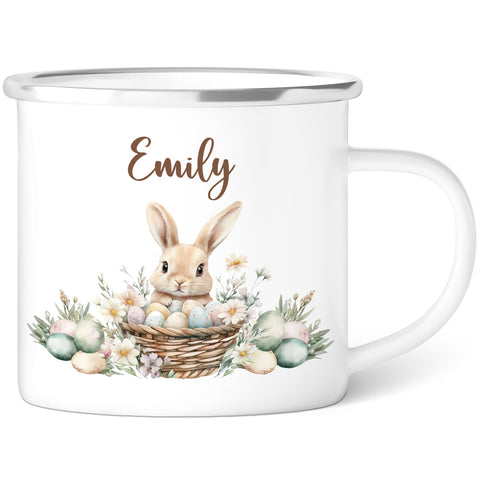 Emaille Tasse für Kinder - Frohe Ostern - Versch. Motive - Personalisiert mit Namen