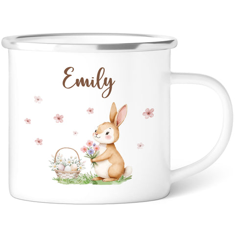 Emaille Tasse für Kinder - Frohe Ostern - Versch. Motive - Personalisiert mit Namen
