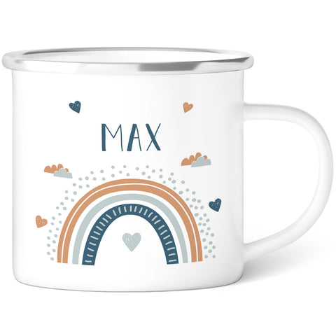 Emaille Tasse für Kinder - Personalisiert mit Namen & 8 liebevollen Motiven