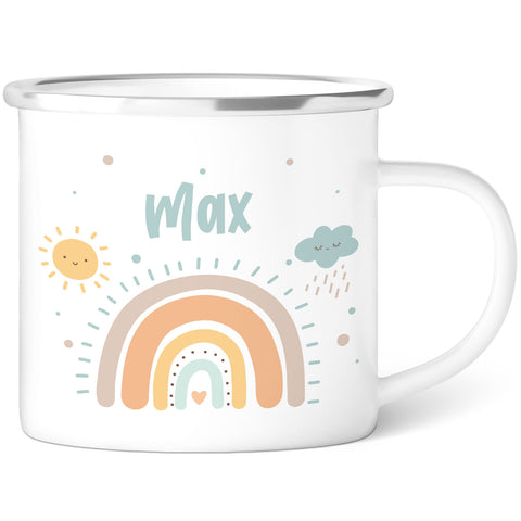 Emaille Tasse für Kinder - Personalisiert mit Namen & 8 liebevollen Motiven