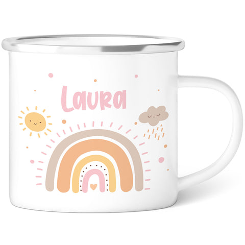 Emaille Tasse für Kinder - Personalisiert mit Namen & 8 liebevollen Motiven