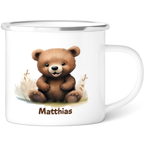 Emaille Tasse für Kinder - Tiere - Personalisiert mit Namen