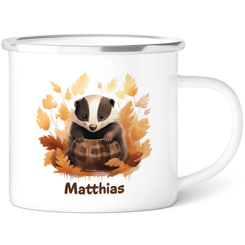 Emaille Tasse für Kinder - Tiere - Personalisiert mit Namen