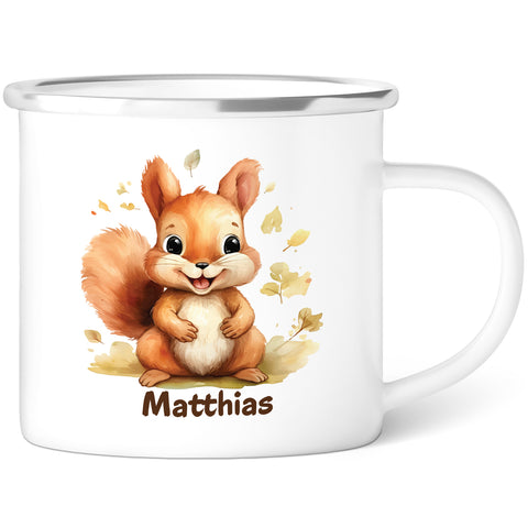 Emaille Tasse für Kinder - Tiere - Personalisiert mit Namen