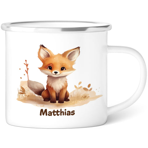 Emaille Tasse für Kinder - Tiere - Personalisiert mit Namen
