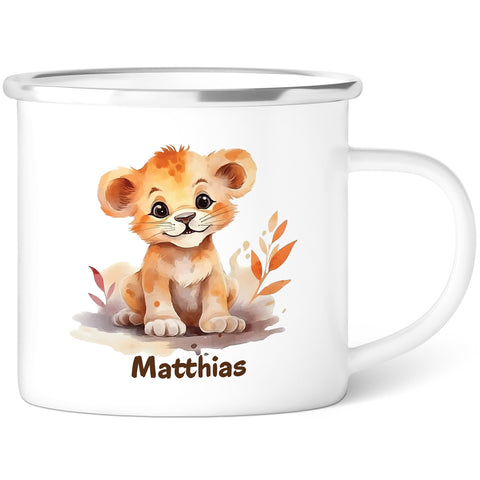 Emaille Tasse für Kinder - Tiere - Personalisiert mit Namen
