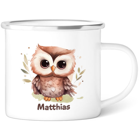 Emaille Tasse für Kinder - Tiere - Personalisiert mit Namen