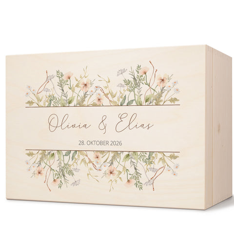 Erinnerungskiste mit UV-Druck im Blumenbanderole Design