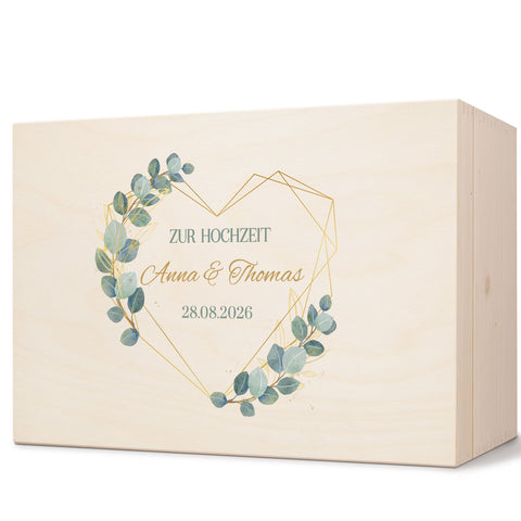 Erinnerungskiste mit UV-Druck im Eukalyptus Herz Design