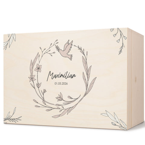 Bedruckte Erinnerungskiste zur Kommunion & Konfirmation - Kranz Minimal