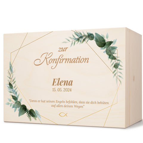 Bedruckte Erinnerungskiste zur Kommunion & Konfirmation - Goldener Rahmen
